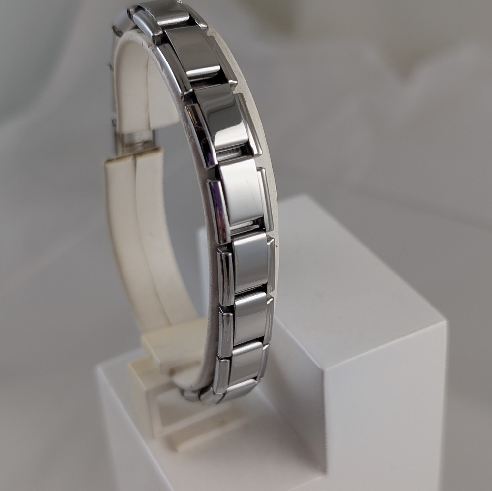 STAINLESS STEEL ITALIAN CHARM BRACELET/9MM/ SHINNY SILVER/ BRAND NEW
